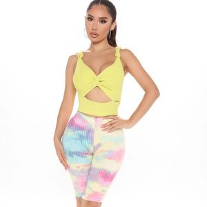 Multi color tie dye biker shorts